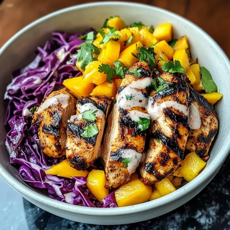 Jerk Chicken & Mango Slaw Bowls with Honey Lime Cream