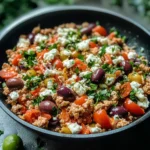 Mediterranean Keto Ground Chicken Skillet with Olives and Feta
