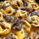 Cheesesteak Tortellini in Creamy Provolone Sauce