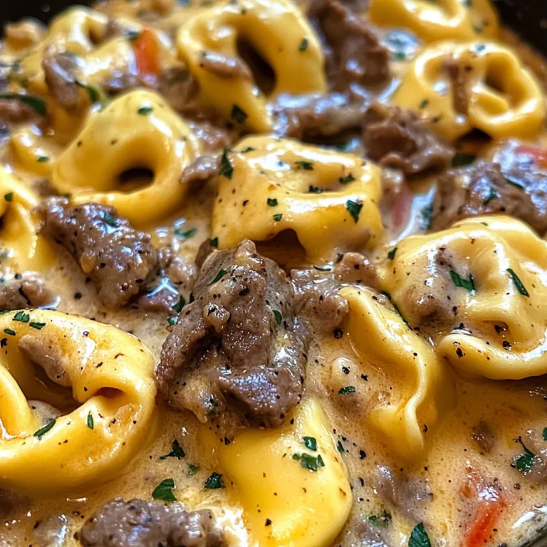 Cheesesteak Tortellini in Creamy Provolone Sauce