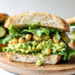 Smashed Chickpea Avocado Dill Pickle Sandwiches