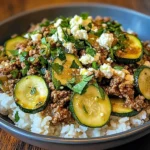 Greek-Style Beef and Zucchini Rice Bowl