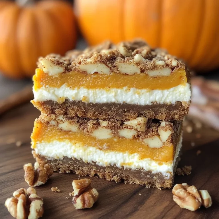 Pumpkin Cheesecake Bars with Walnut Crust and Streusel Topping