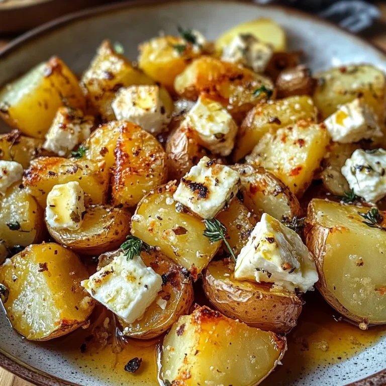 Roasted Potatoes with Baked Feta and Garlic