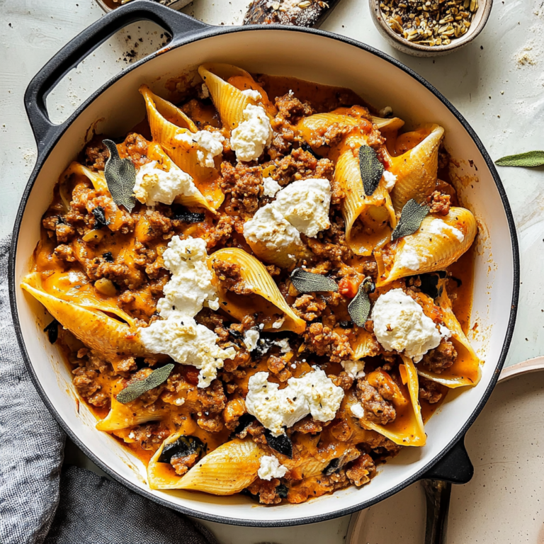 Irresistible Cheesy Pumpkin and Spicy Sausage Stuffed Shells
