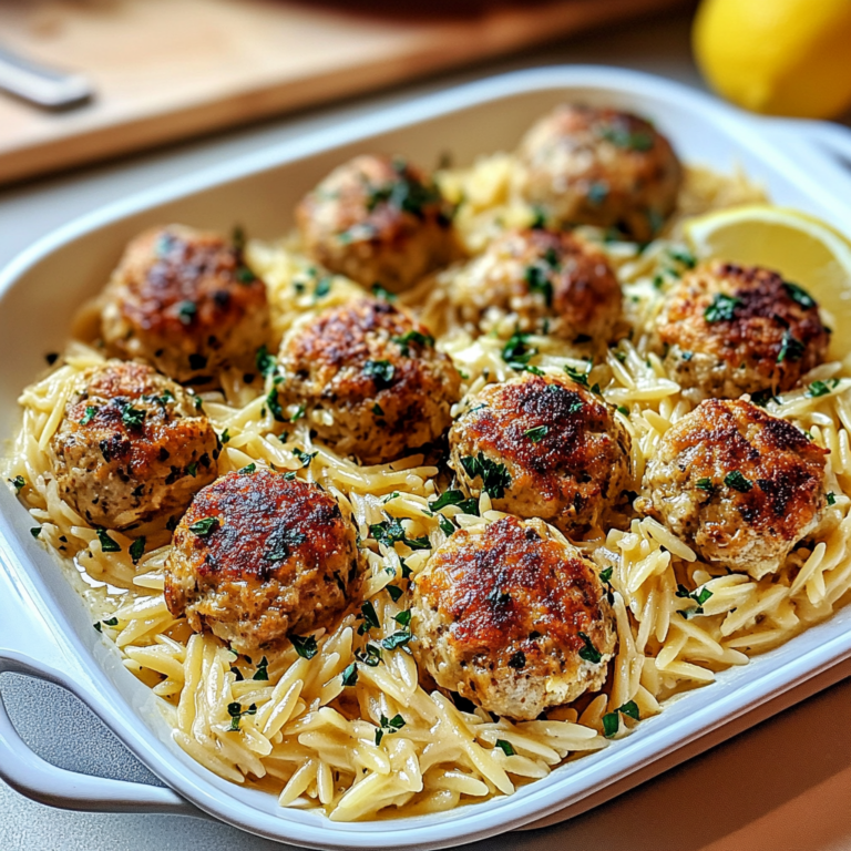 Irresistible Greek Chicken Meatballs with Lemon Orzo Recipe