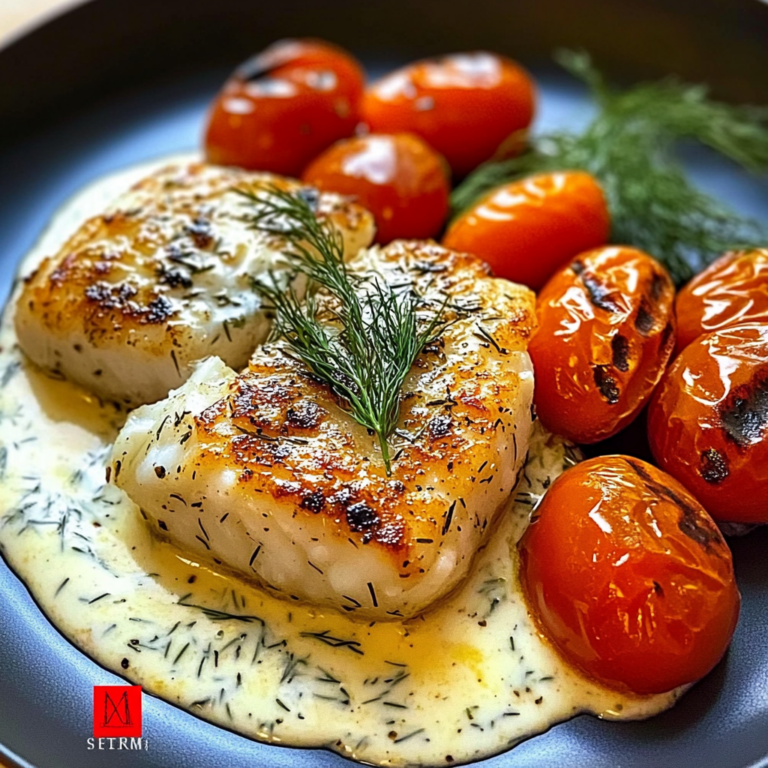Irresistible Grilled Cod with Roasted Tomatoes & Dill Sauce