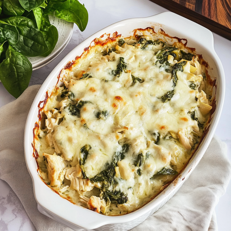 Incredible High-Protein Spinach Artichoke Chicken Casserole