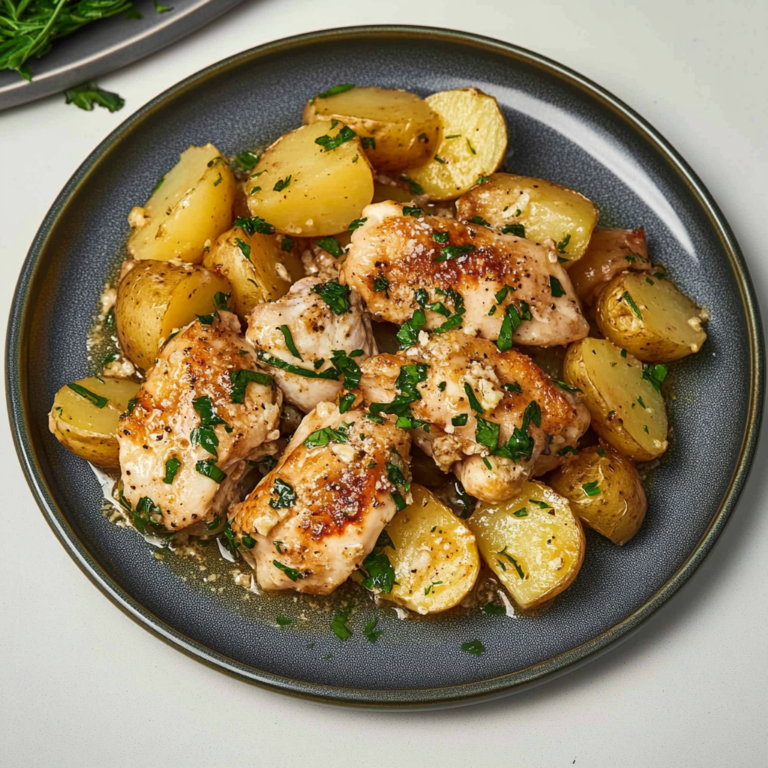 Irresistible Slow Cooker Parmesan Garlic Chicken & Potatoes
