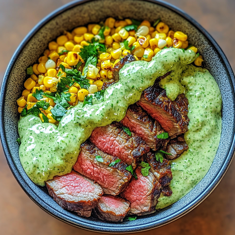Irresistible Steak Avocado Roasted Corn Bowl with Cilantr…