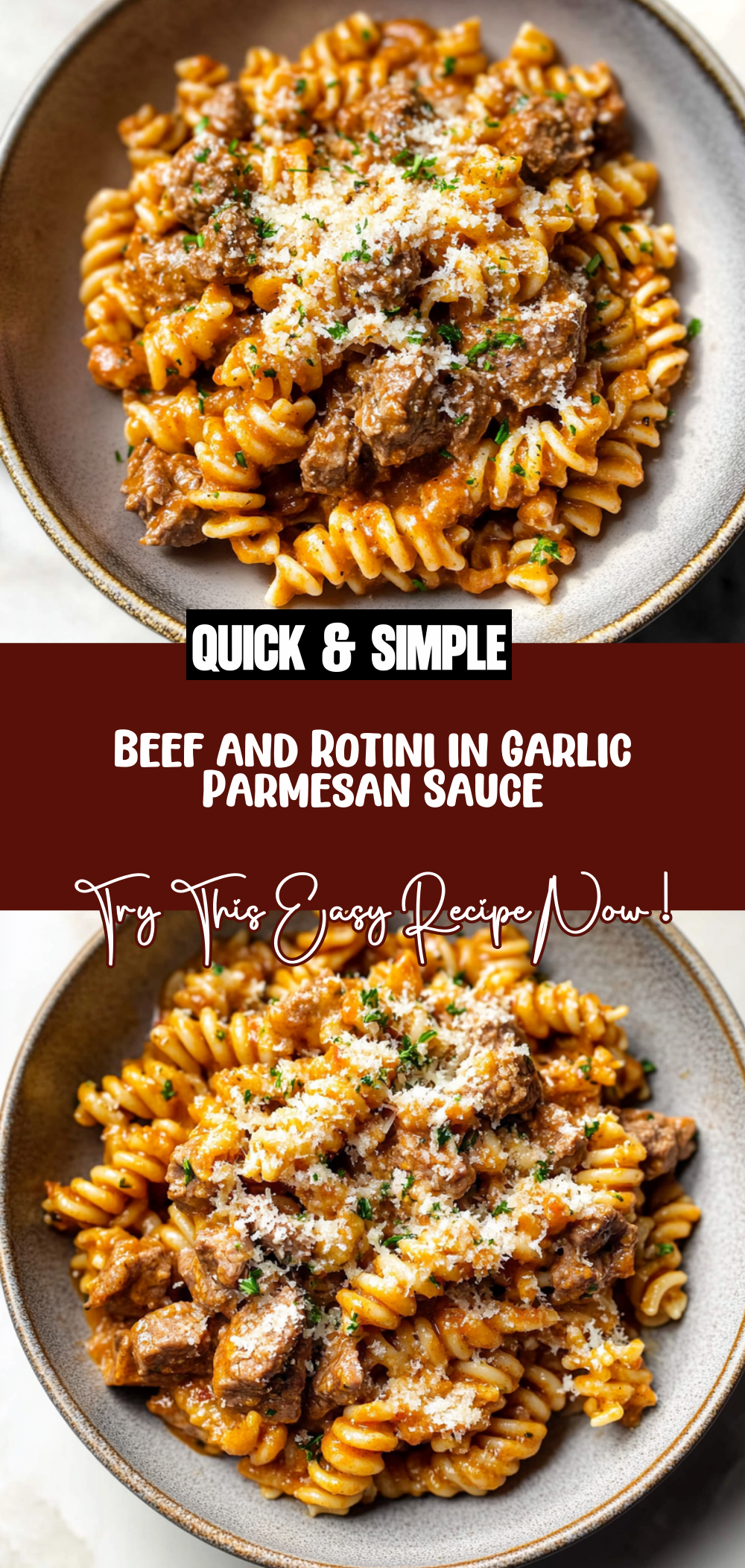 Beef and Rotini in Garlic Parmesan Sauce