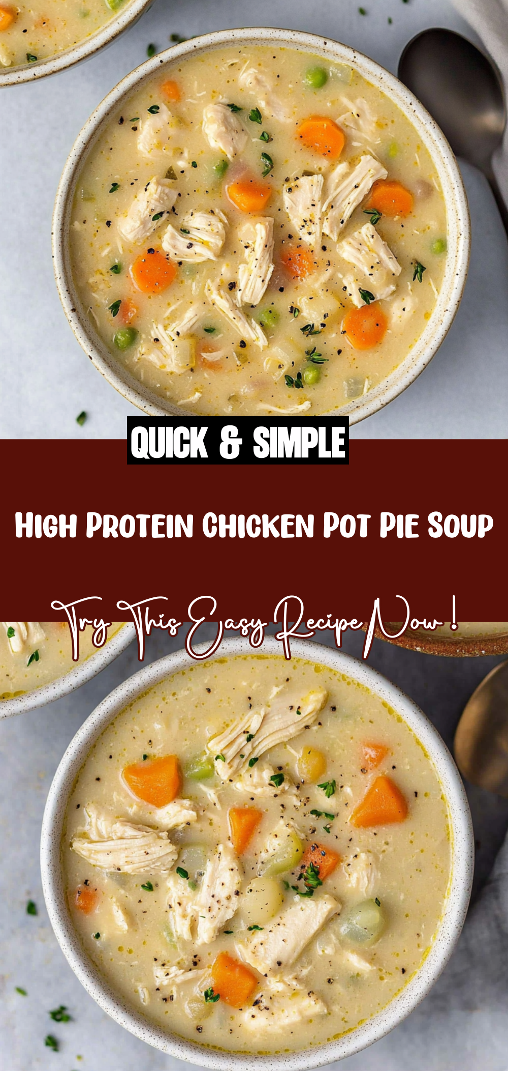 High Protein Chicken Pot Pie Soup