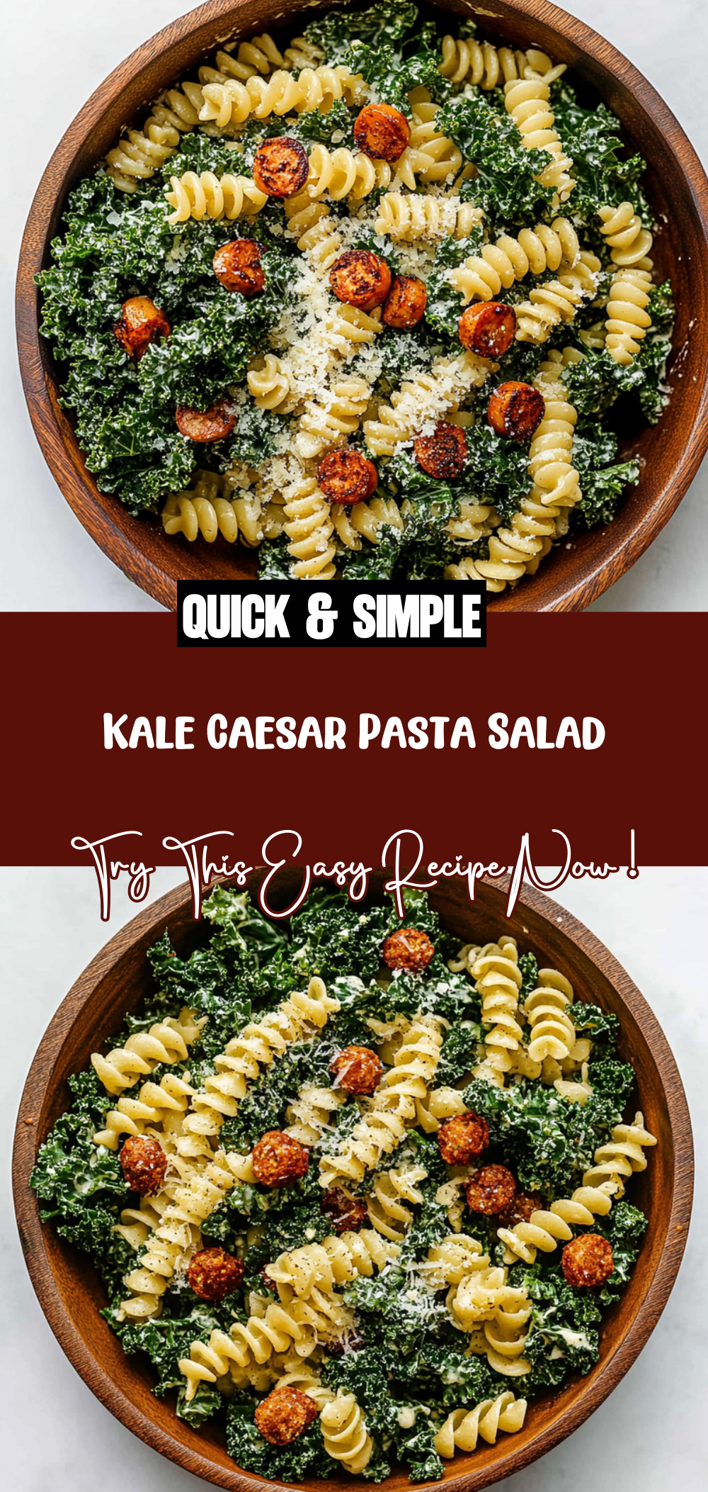 Kale Caesar Pasta Salad