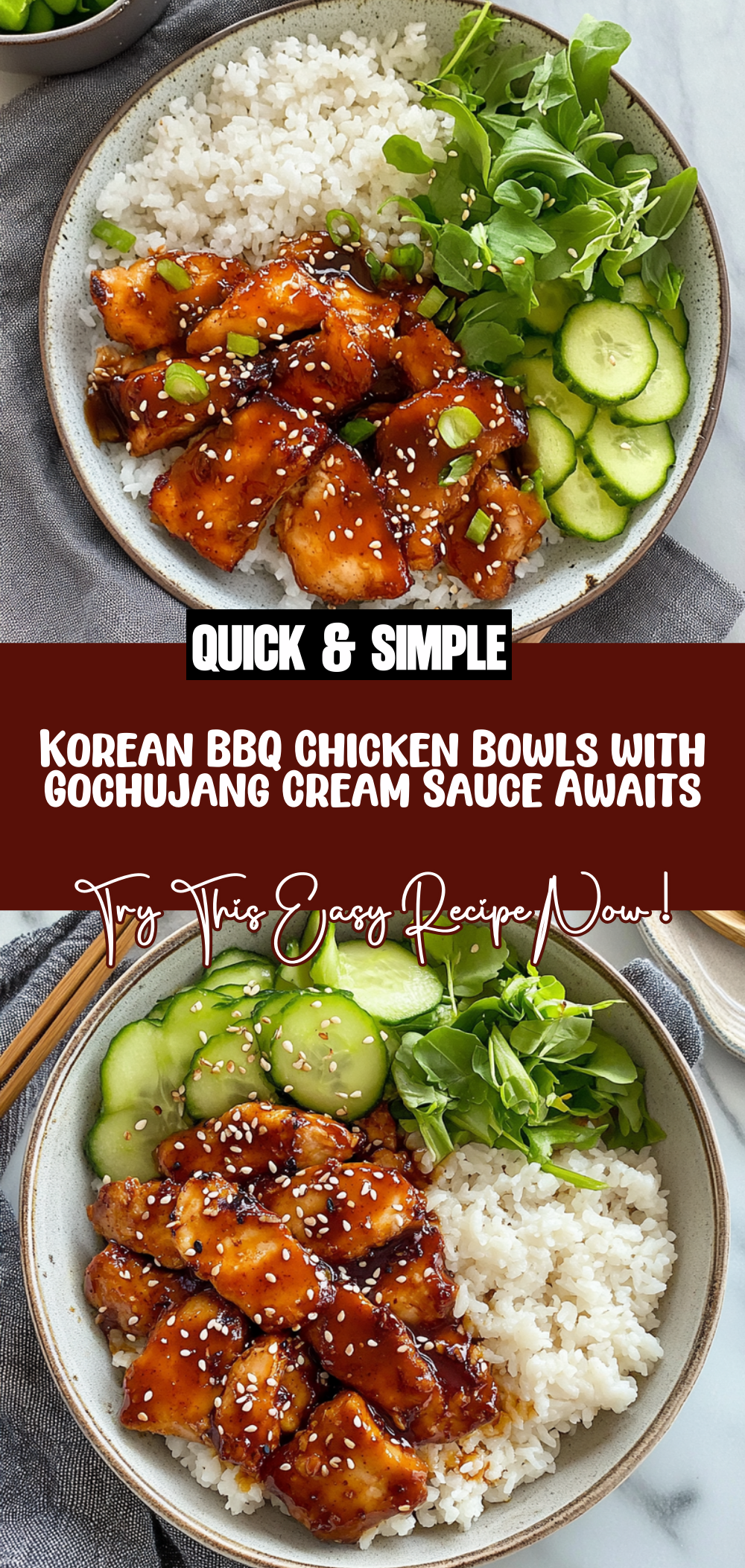 Korean BBQ Chicken Bowls with Gochujang Cream Sauce Awaits!