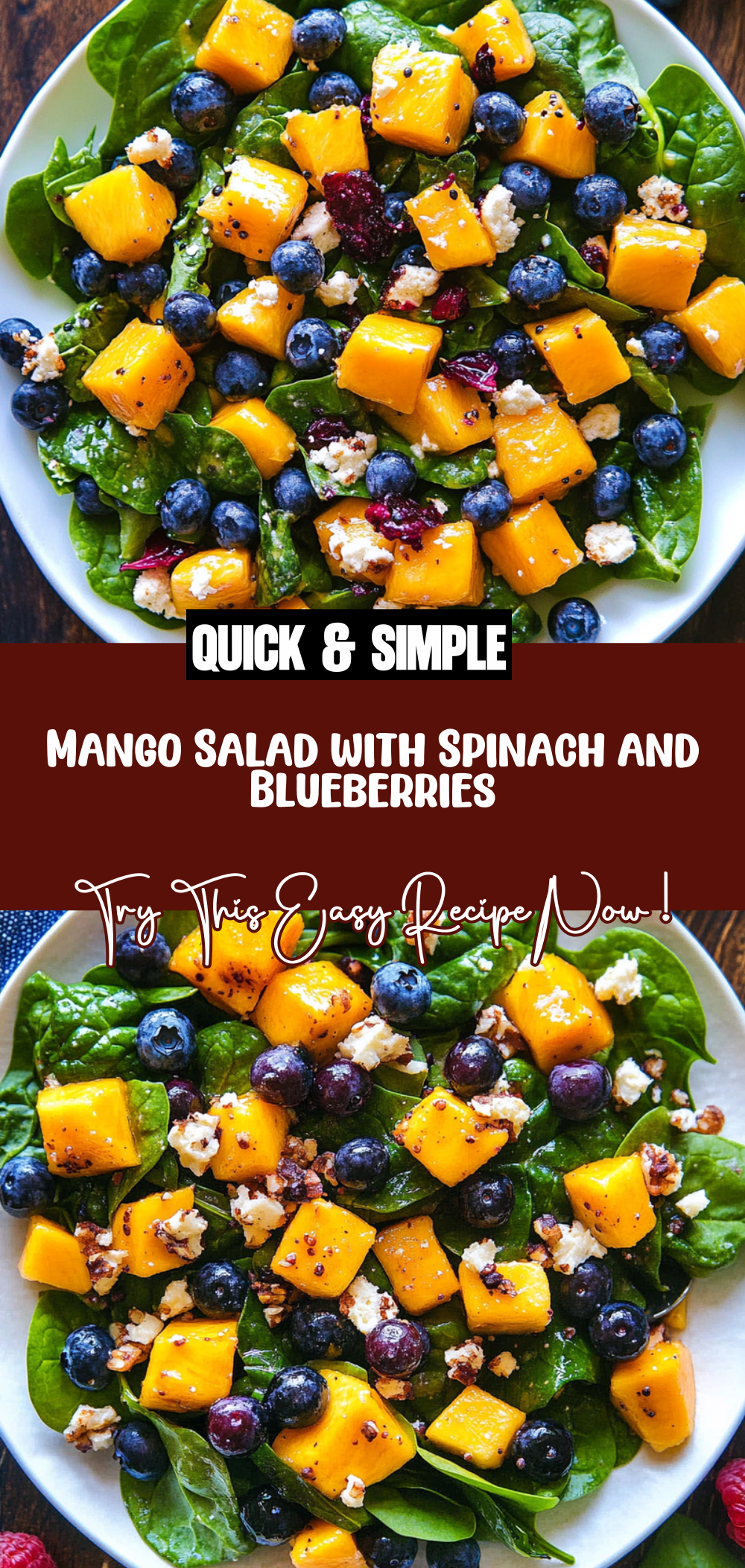 Mango Salad with Spinach and Blueberries