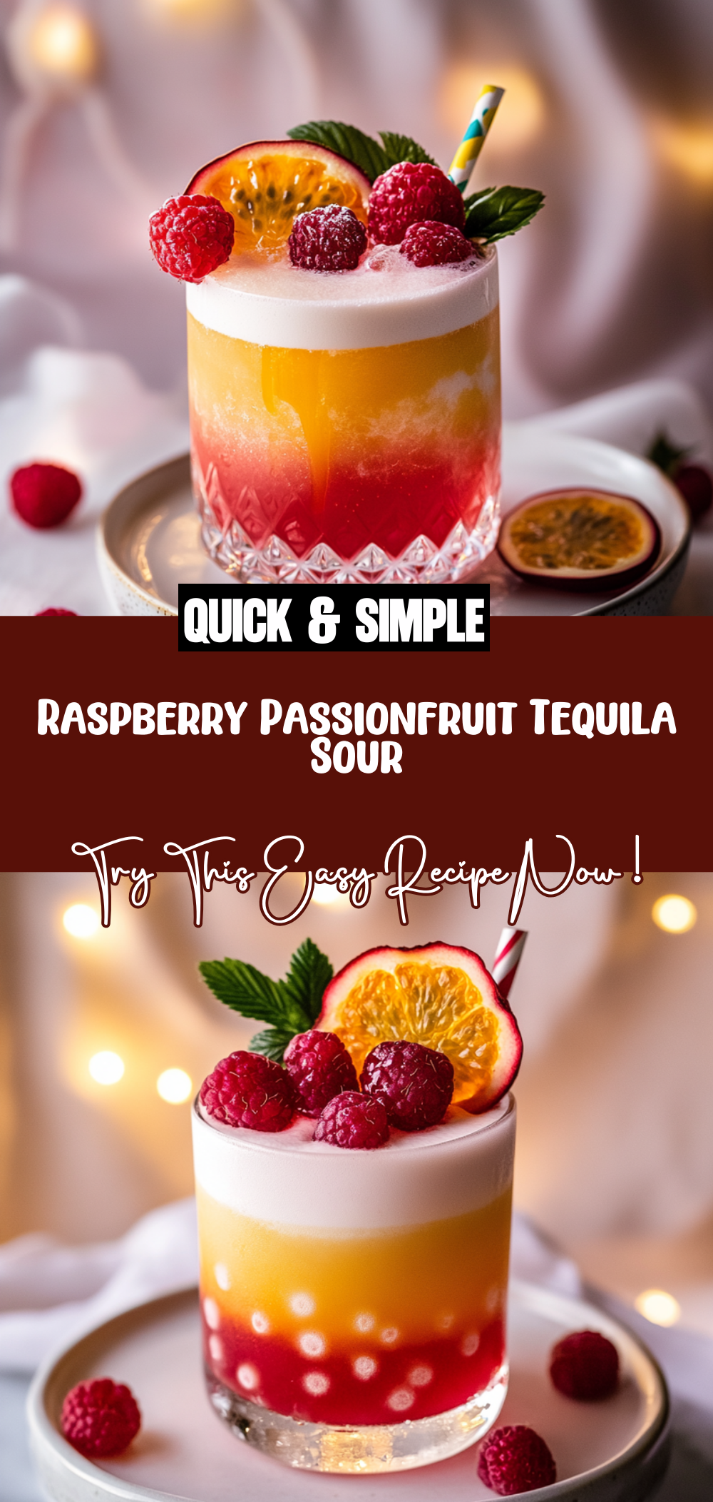 Raspberry Passionfruit Tequila Sour