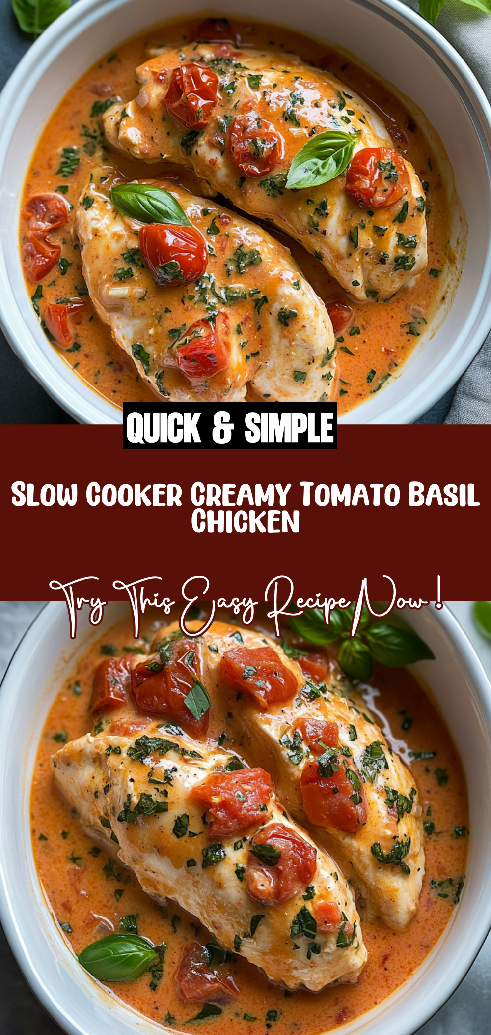 Slow Cooker Creamy Tomato Basil Chicken