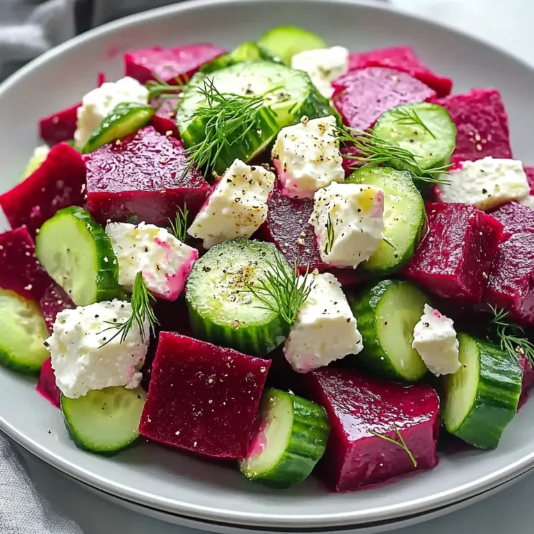 Vibrant Beet Feta Salad with Cucumber and Dill: Flavorful…